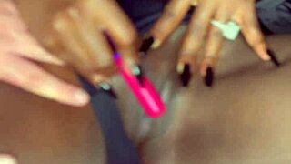 sexy black model teases white guy with vibrator play