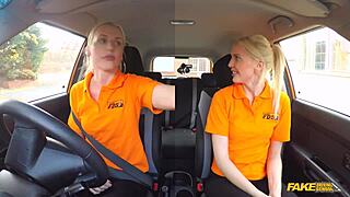 Fake driving school - blonde EATS PUSSY to pass her driving test
