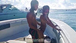 Hairy Bikini Babe Dances on Boat Tour