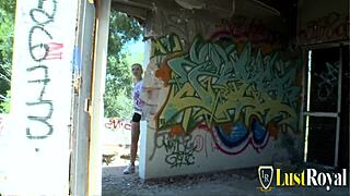 Does the dude fuck the teen outdoor while her friend watches?