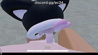 fucking a roblox slutty girl on a beach with rough deepthroat, sex, anal, blowjob, and assfucking