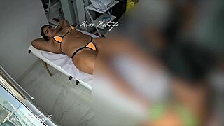 Delicious Massage with Bikini Stuck in Big Pussy