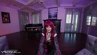 skinny babe kafka rides caelus's huge cock in honkai cosplay