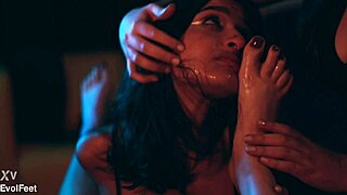 my horny sluts worship my barefoot toes in this bdsm group session