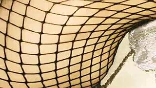 used her roughly in stockings, stretching every hole