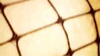 used her roughly in stockings, stretching every hole