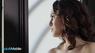 Slender brunette moans as she's pounded in missionary, then gets a load on her trimmed bush.