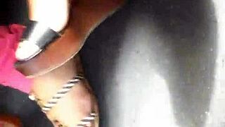 mature feet candid shots in wedges and sandals