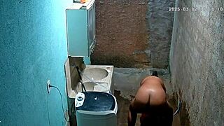 hidden cam catches latina stepmom shaving while stepson spies on her