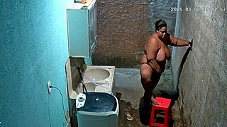 hidden cam catches latina stepmom shaving while stepson spies on her