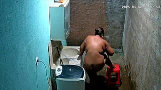 hidden cam catches latina stepmom shaving while stepson spies on her