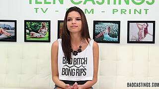 Sexy Brunette Babe Bound in Bondage Gets Hard Fucked During Casting Interview