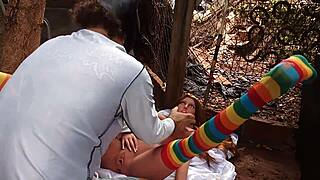 Latina Uses Dildo Outdoors, Creams Pussy In Public Solo Play