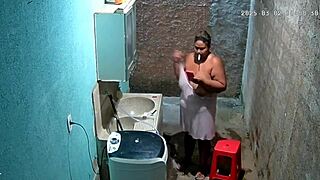 hidden cam catches latina stepmom shaving while stepson spies on her