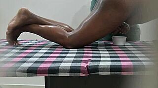 Squeezing Fresh Sperm Milk During Outdoor Massage Spa Session