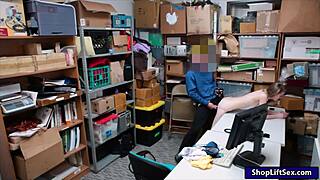 skinny shoplifter caught by lp officer in office