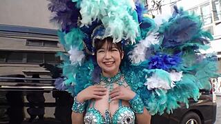 part1 big-breasted samba girl services two cocks with intense titjob and threesome