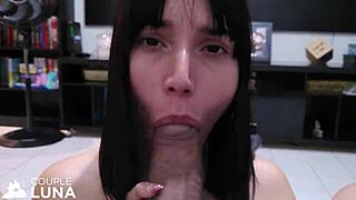 cute girlfriend sucks big cock then takes it in her ass hard