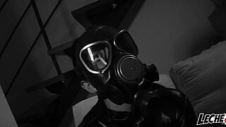 Pamela Sanchez Rides Hairy Beaver In Leather Mask BDSM