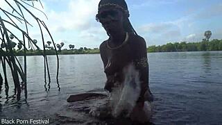 uhh, hot skinny african village girl walkin’ naked, wantin’ cock