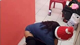 in hospital corridor on christmas, showing my ass and craving boyfriend's cock