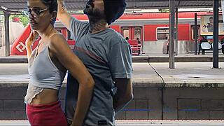 This couple got wild having sex at a public train terminal. It’s pure outdoor chaos.