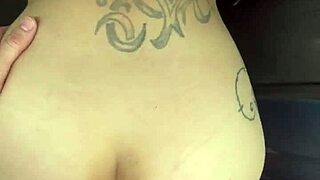 Busty hooker rides reverse cowgirl in car!