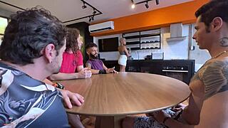 Naughty Host Shows How to Entertain Boyfriend's Cuckold Friends with Doggystyle