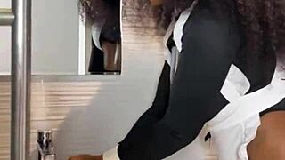 Ebony maid caught riding her boss with wild intensity!
