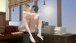 My boss bangs my wife in steamy office sex from Sims 4 erotic story.