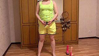 Brunette Gymnast's Gaping Anus