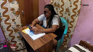 indian student bangs milf teacher on classroom desk with wild facefucking 😈