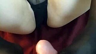 doing a footjob in stockings first try in my life, homemade fetish with cumshot pov