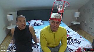 football fans in threesome with curvy teen 18+ and huge cock stepson