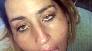 latina slut gives morning blowjob to black lover's cock