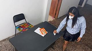 my stepfathers secretary gives herself to me in the office and i fucked her because im a whore standing sex in the office