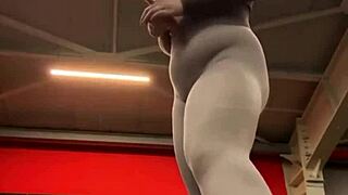 extreme public masturbation while training hard at the gym