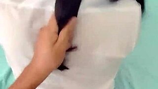 The rich student with long hair gets provocatively fucked in her uniform in the bedroom