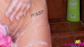 blonde model in the shower with father in law