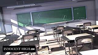 Exercising trust in classroom with brunette pigtails group