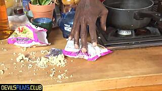 cute teen 18+ newbie gets spitroasted by big black cocks in a group session