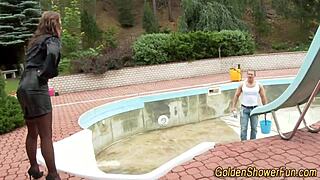 Pee loving skank rides and masturbates