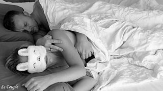 Husband surprises blindfolded wife with intense fingering