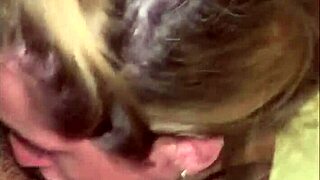 Blonde girlfriend deepthroats monster cock, spitting sloppy mouthfuls.