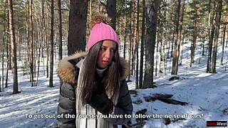 Stranger's Creampie in My Pussy in Snowy Forest!