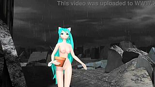 I's Hatsune Miku in nude cat costume