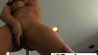 Watch this babe strip and masturbate her wet pussy solo