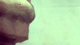 Enjoying a solo shower, bathing in peace with shaved body