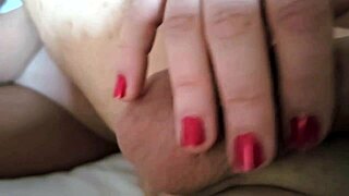 Milf performs handjob, balls massage, blowjob, cum in mouth, and swallows