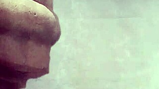 Enjoying a solo shower, bathing in peace with shaved body